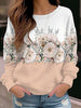 Pullover Sweater Floral Flower Round Neck Sweater Long Sleeve