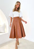 Women's High Waisted Mid Length Pleated Skirt