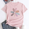 Flower Letter Fashion Round Neck Short Sleeve