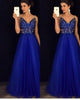 Dress Backless Beaded Ball Elegant Long Dress Blue Chiffon Dress Spot