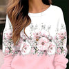 Pullover Sweater Floral Flower Round Neck Sweater Long Sleeve