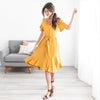 Ruffle Sleeve Double-layer Hem Tied Dress