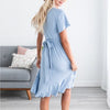 Ruffle Sleeve Double-layer Hem Tied Dress