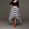 New women's one-piece collar two-piece suit skirt long-sleeved shirt + striped skirt