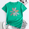 Flower Letter Fashion Round Neck Short Sleeve