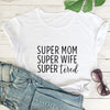 Super Tired Letter Digital Printing Casual Round Neck Short Sleeves