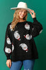 Women's Crew Neck Casual Loose Christmas Sequined Sweater