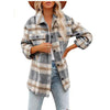 Women's Fashionable Woolen Plaid Shirt Jacket