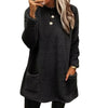 New Women's Pocket Round Neck Casual Warm Long Sleeve T-shirt Skirt