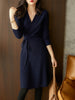 High End Luxury Celebrity Light Mature Style V-neck Knitted Dress