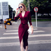 New V-neck Tie Waist Slim Slimming Dress