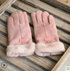 Gloves Female Autumn and Winter Warm Korean Version Plus Velvet Thick five Fingers Retro Suede Touch Screen Gloves Cute Driving