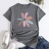 Flower Letter Fashion Round Neck Short Sleeve