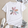 Flower Letter Fashion Round Neck Short Sleeve