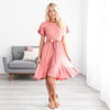 Ruffle Sleeve Double-layer Hem Tied Dress