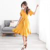 Ruffle Sleeve Double-layer Hem Tied Dress