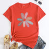 Flower Letter Fashion Round Neck Short Sleeve