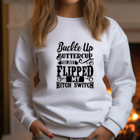 European And American Tied Butterfly Clasp Letters Printed Crew Neck Sweatshirt