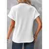 Women's Batwing Sleeve Solid Color And V-neck Button T-shirt