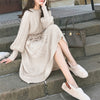 Retro Below The Knee Mid-length Long Sleeve Dress Knitted Sweater Bottom Skirt