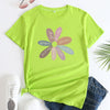 Flower Letter Fashion Round Neck Short Sleeve