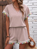 Women's Suit V-neck Short Sleeve Top Shorts