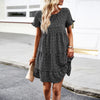 Casual Printing Round Neck Pleated Dress