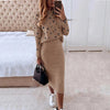 European And American Long Sleeve Printed Turtleneck Tight Casual Hip Skirt