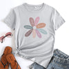 Flower Letter Fashion Round Neck Short Sleeve