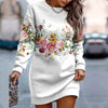 Printed Crew Neck Casual Long Loose Sweater Women