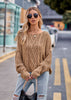 Women's Round Neck Twisted String Cable-knit Sweater