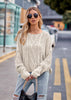 Women's Round Neck Twisted String Cable-knit Sweater