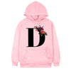 Women's 26-letter Flowers Printed Fleece Hoodie