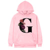 Women's 26-letter Flowers Printed Fleece Hoodie