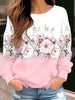 Pullover Sweater Floral Flower Round Neck Sweater Long Sleeve