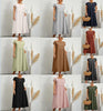 Solid Color Sleeveless Loose Pockets Cotton And Linen Dress