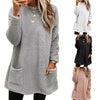 New Women's Pocket Round Neck Casual Warm Long Sleeve T-shirt Skirt