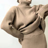 Fashionable Turtleneck Warm Pullover Two-piece Set For Women