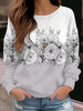 Pullover Sweater Floral Flower Round Neck Sweater Long Sleeve