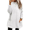 New Women's Pocket Round Neck Casual Warm Long Sleeve T-shirt Skirt