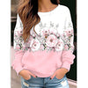 Pullover Sweater Floral Flower Round Neck Sweater Long Sleeve