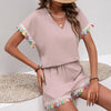 Women's Suit V-neck Short Sleeve Top Shorts