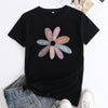 Flower Letter Fashion Round Neck Short Sleeve