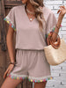 Women's Suit V-neck Short Sleeve Top Shorts