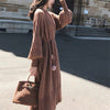 Retro Below The Knee Mid-length Long Sleeve Dress Knitted Sweater Bottom Skirt